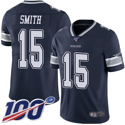 Men Dallas Cowboys Limited Navy Blue Devin Smith Home #15 100th Season Vapor Untouchable NFL Jersey